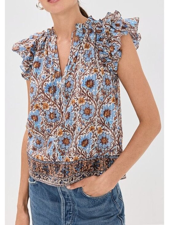 Ulla Johnson Tops - Ulla Johnson Fleur Top Blouse Caspia Floral Ruffled Size 2